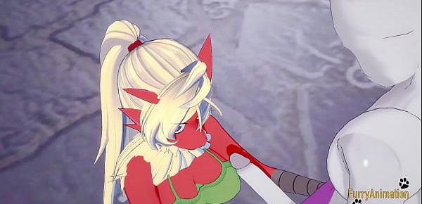 trendsPokemon Hentai Furry Yiff 3D - Blaziken blowjob and handjob with cum in her mouth to Mewtwo